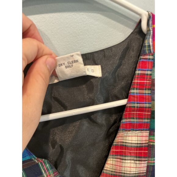 Vintage The Limited Womens Silk Patchwork Vest Size Medium Plaid Y2K Grunge Prep - Picture 5 of 6